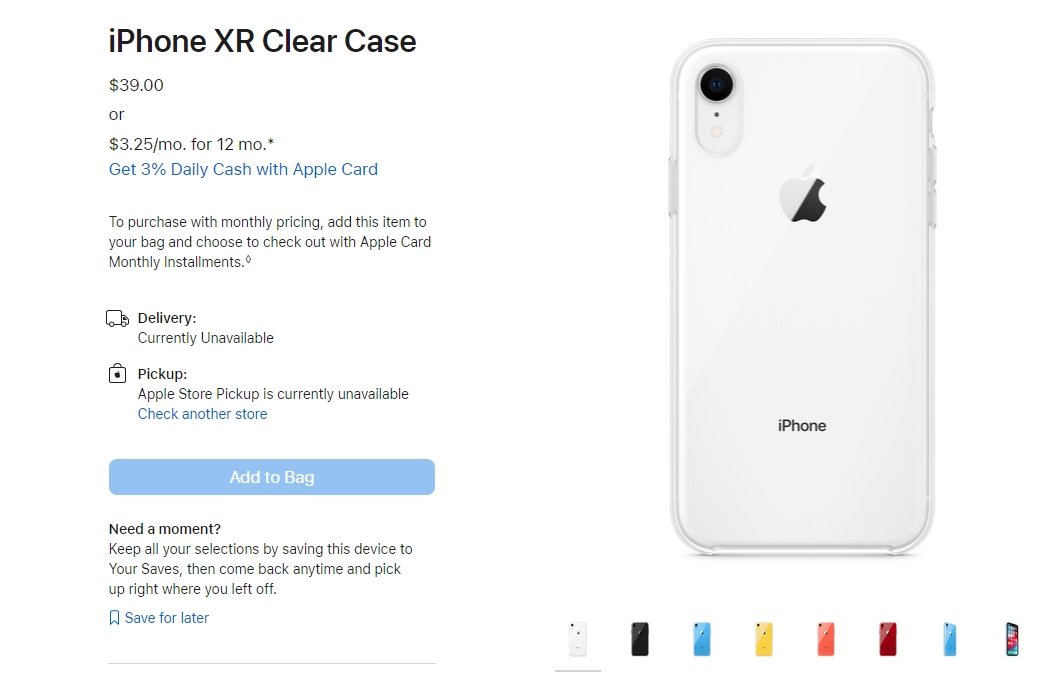 apple clear case for iphone xr