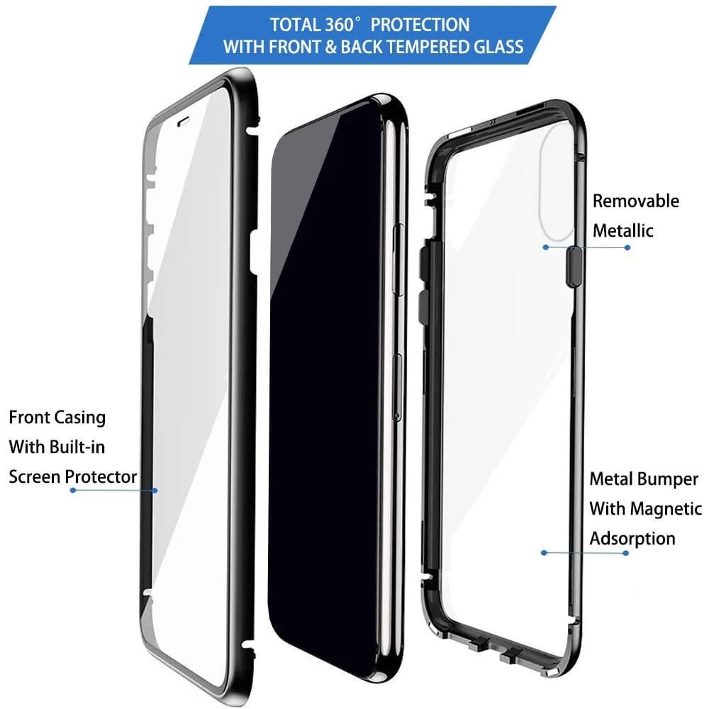 magnetic tempered glass double-sided phone case