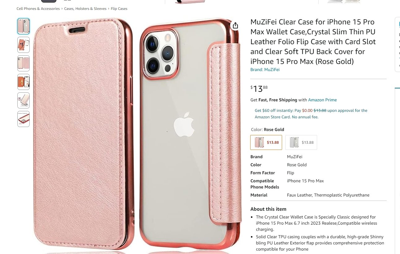 transparent folio wallet case for iphon 15 pro